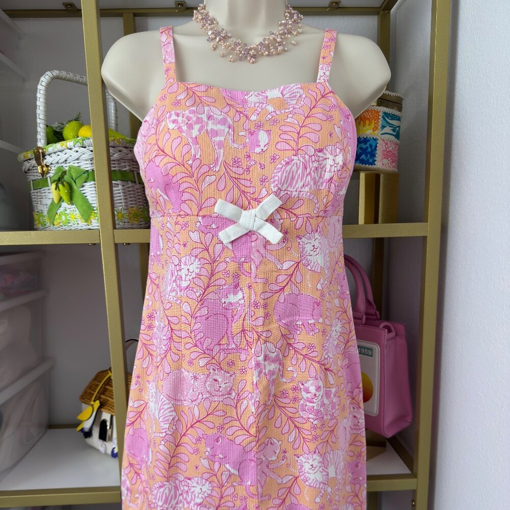 Cats + Kittens Lilly Pulitzer EUC Pink Jungle Kitty Dress Size  4